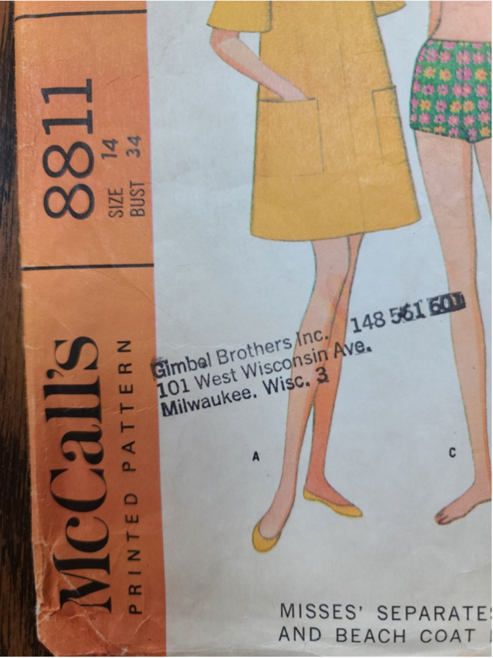 Vintage 1967 McCalls 8811 Bathing Suit Beach Coat Pattern Size 14 - Picture 2 of 5
